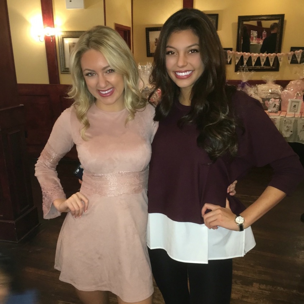 Pink velvet lace mini dress